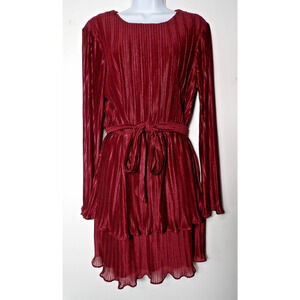 City Studio XXL Dress Mini Tiered Burgundy Sparkly Holiday Party Long Sleeve